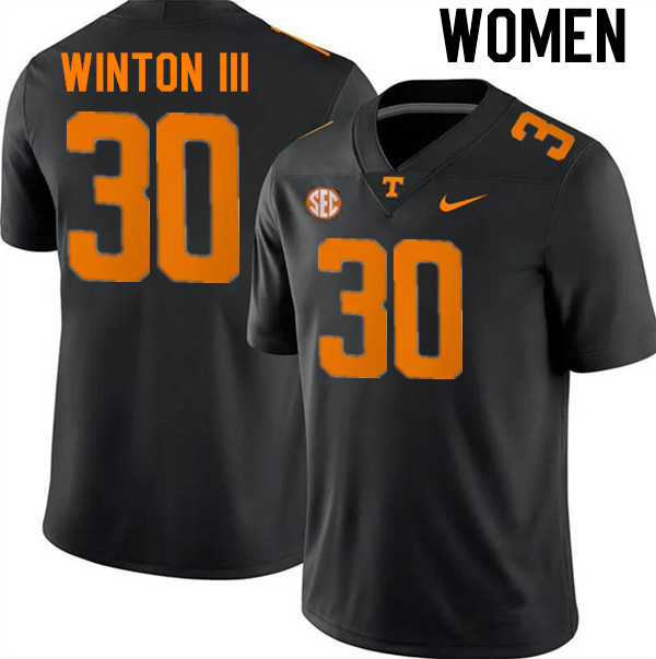 Women #30 Tommy Winton III Tennessee Volunteers College Football Jerseys Stitched-Black